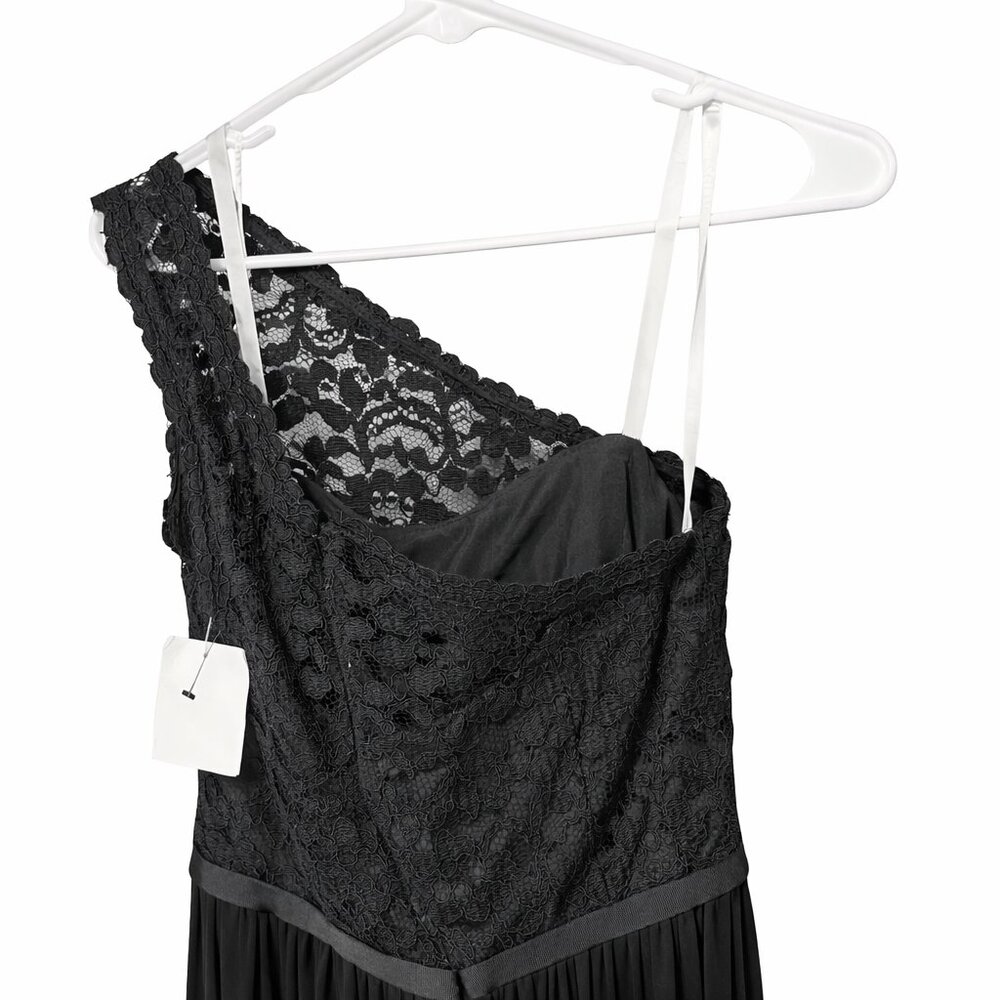 David’s Bridal One Shoulder Long Lace Dress Black Size 10 NWT - Picture 4 of 9